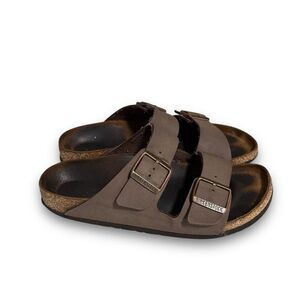 Birkenstock Women's Two Strap Leather Sandals Brown Size Unknown Measures 10"